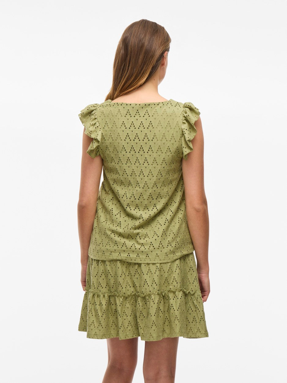 Viamalina V-neck C/s Top/pb - Olijf