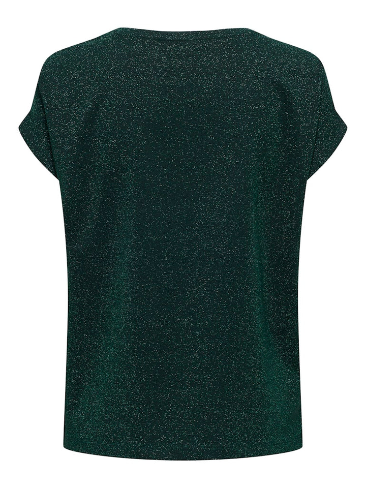 Onlmoster Glitter S/s Top Jrs - Donkergroen