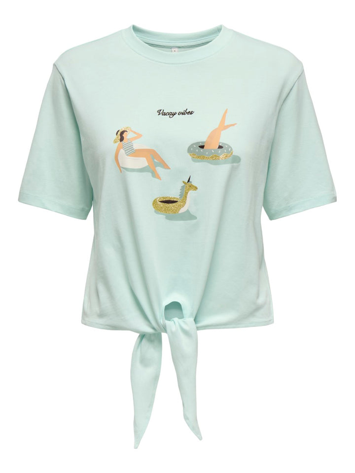 Onlbine Life S/s Ladies Top Box Jrs - Aqua