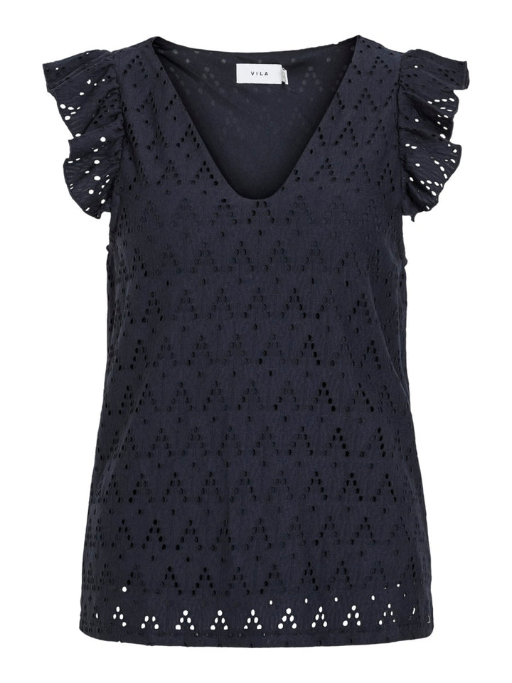 Viamalina V-neck C/s Top/pb - Navy