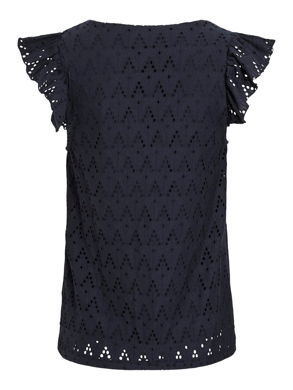 Viamalina V-neck C/s Top/pb - Navy