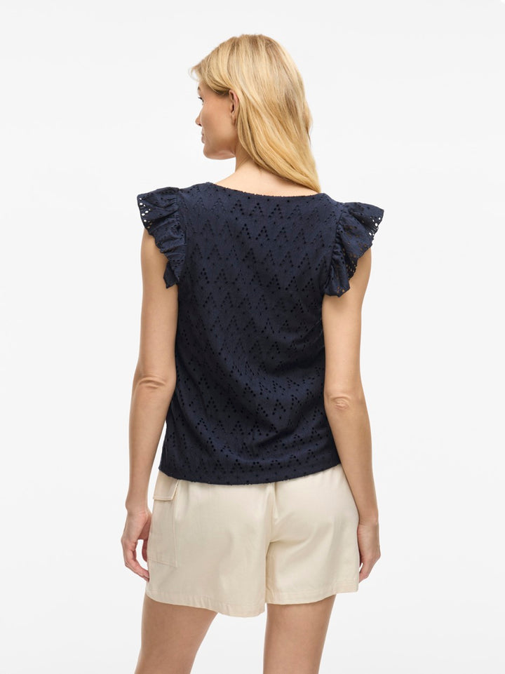 Viamalina V-neck C/s Top/pb - Navy