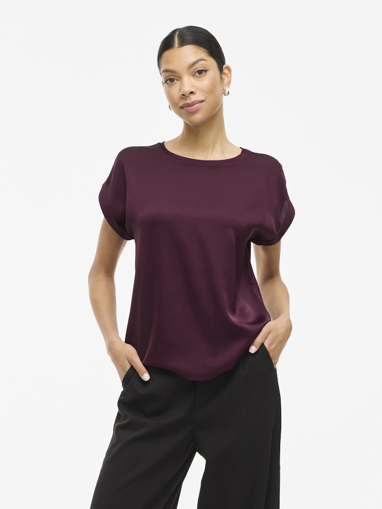 Viellette S/s Satin Top - Noos - Bordeaux