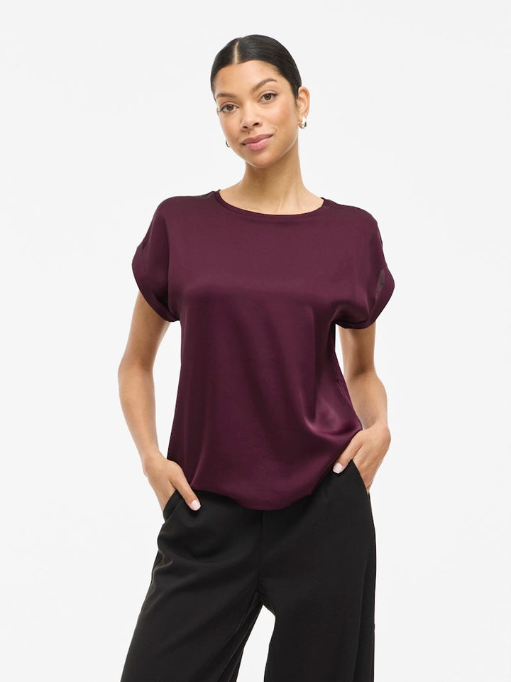 Viellette S/s Satin Top - Noos - Bordeaux
