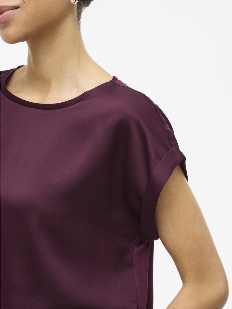 Viellette S/s Satin Top - Noos - Bordeaux