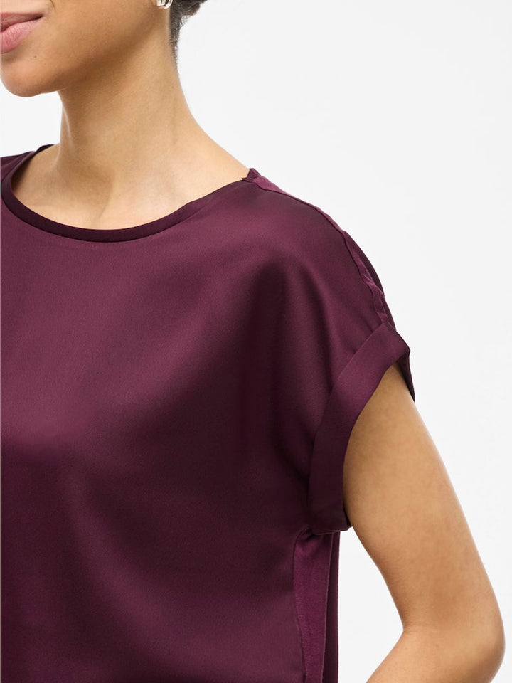Viellette S/s Satin Top - Noos - Bordeaux