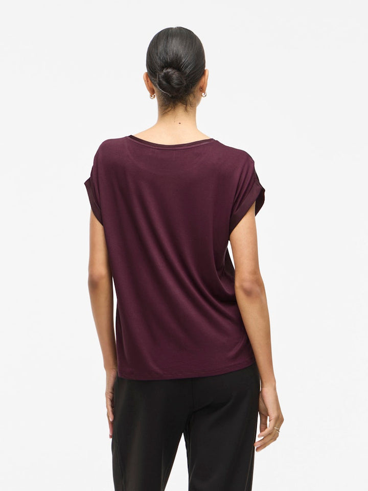 Viellette S/s Satin Top - Noos - Bordeaux