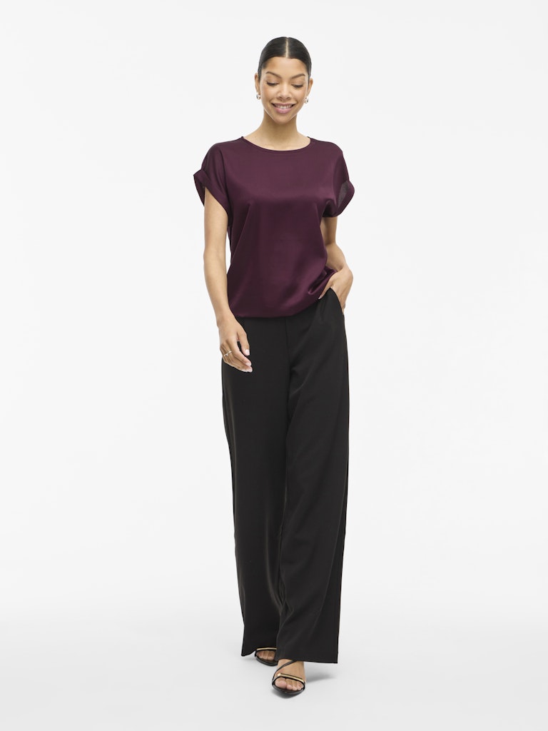 Viellette S/s Satin Top - Noos - Bordeaux