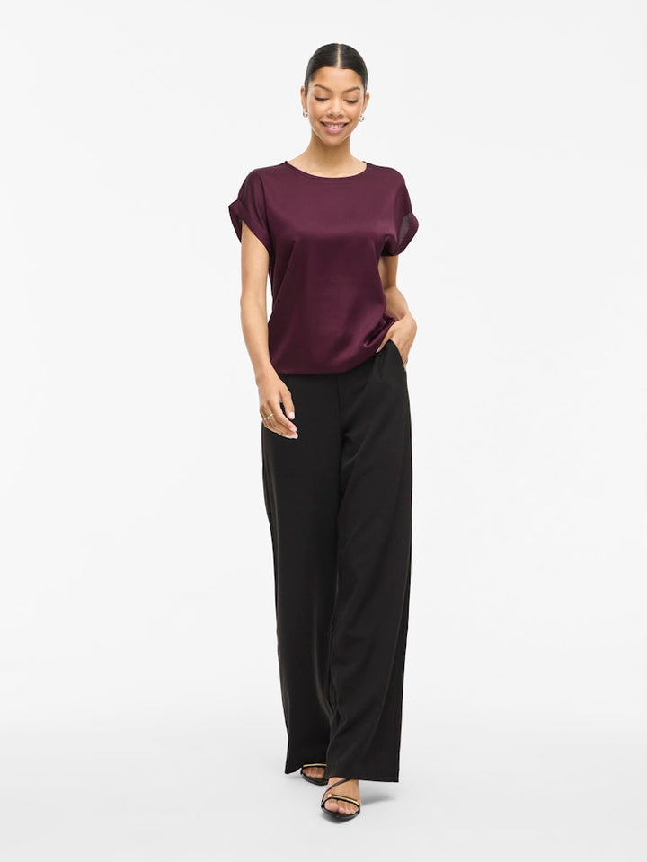 Viellette S/s Satin Top - Noos - Bordeaux