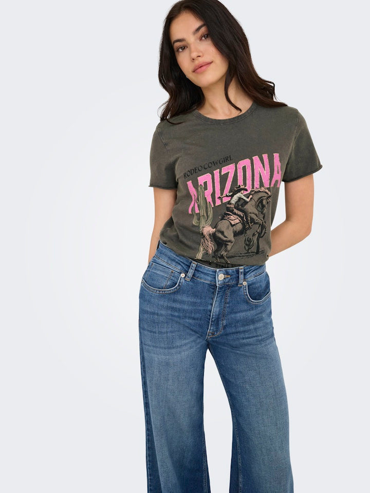 Onllucy Life Reg S/s Top Jrs Noos - Antraciet