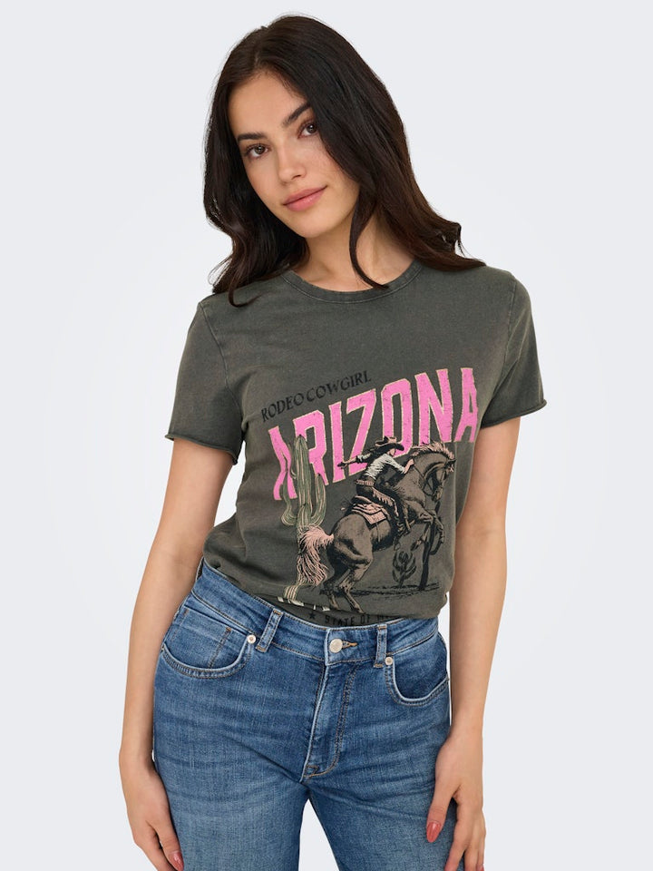 Onllucy Life Reg S/s Top Jrs Noos - Antraciet