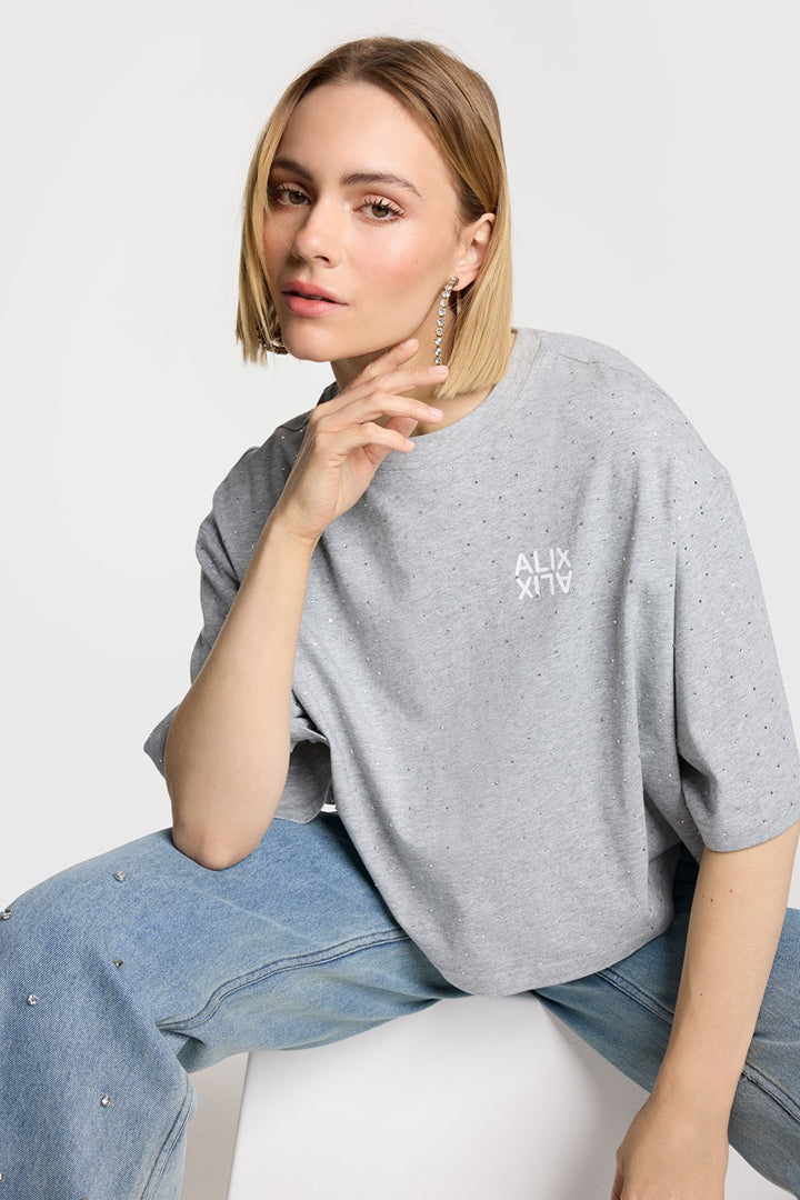 Studded T-shirt - Grijs Melee