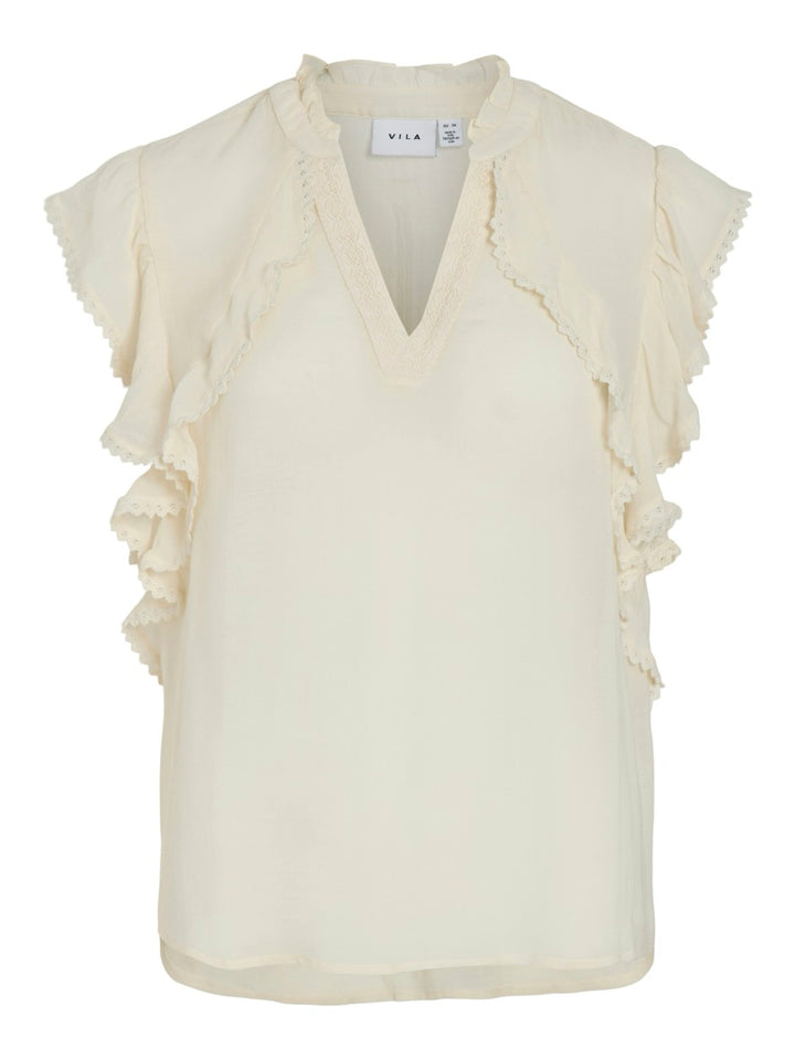Vivillas V-neck Cp Top - Ecru