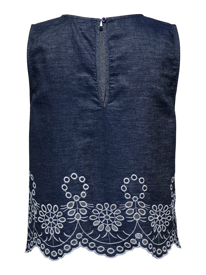 Jdymargot S/l Embroidery Top Wvn - Blue Denim