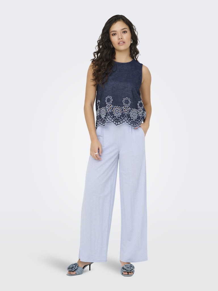 Jdymargot S/l Embroidery Top Wvn - Blue Denim