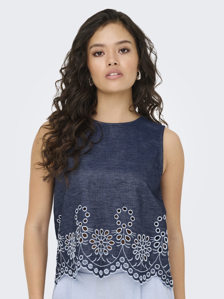 Jdymargot S/l Embroidery Top Wvn - Blue Denim