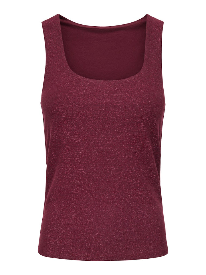 Onlea Glitter S/l 2-ways Top Jrs Noos - Bordeaux