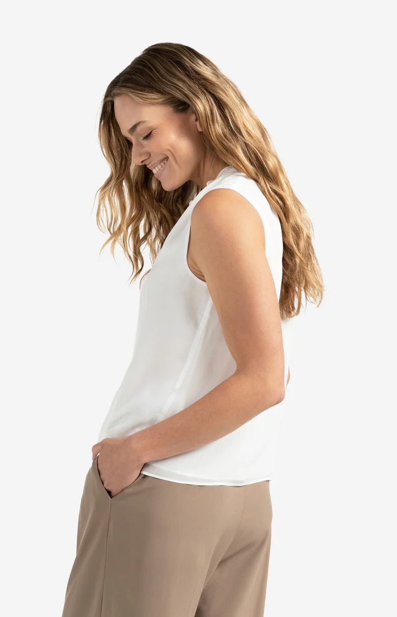 Top With Ruffled Collar - Ecru