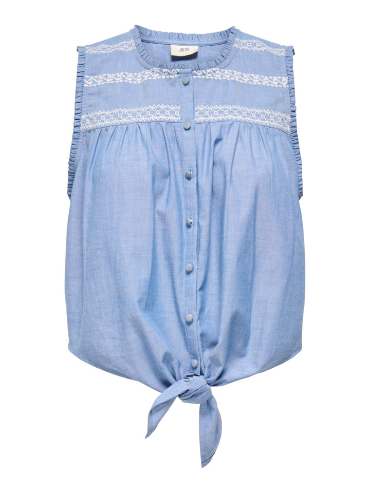 Jdybella S/l Emb Knot Shirt Wvn Exp - Blue Denim