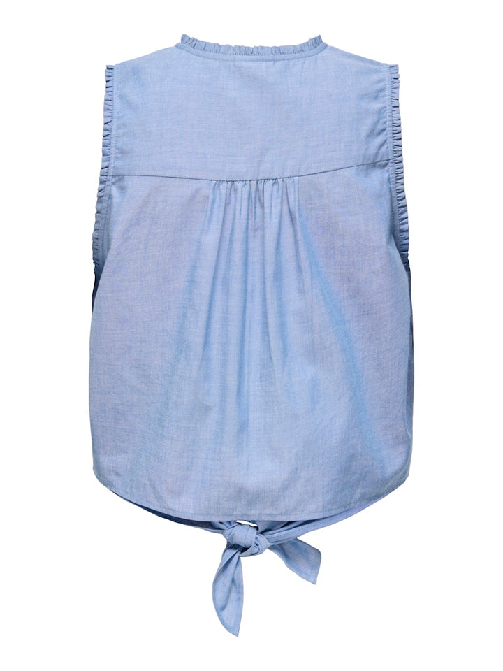 Jdybella S/l Emb Knot Shirt Wvn Exp - Blue Denim