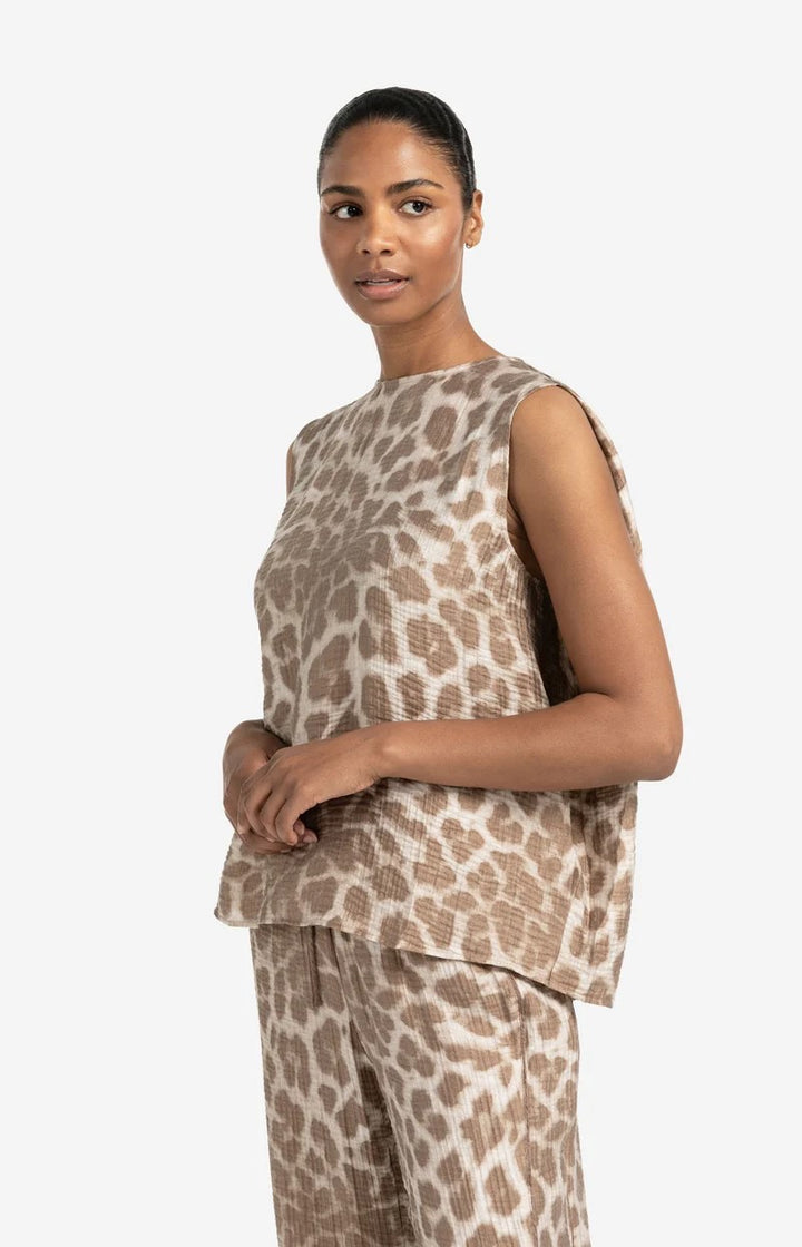 Sleeveless Top With Print - Bruin Dessin