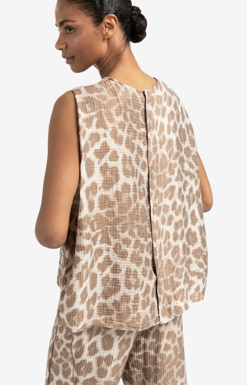 Sleeveless Top With Print - Bruin Dessin