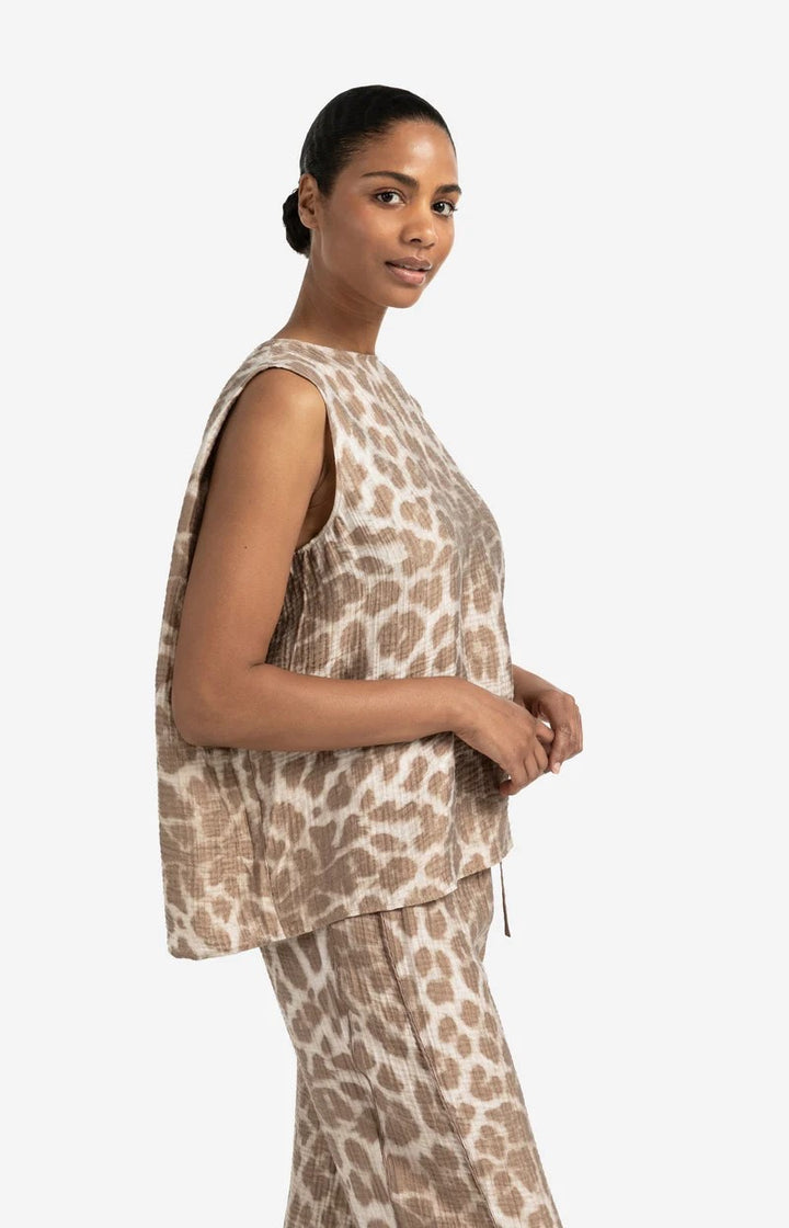 Sleeveless Top With Print - Bruin Dessin