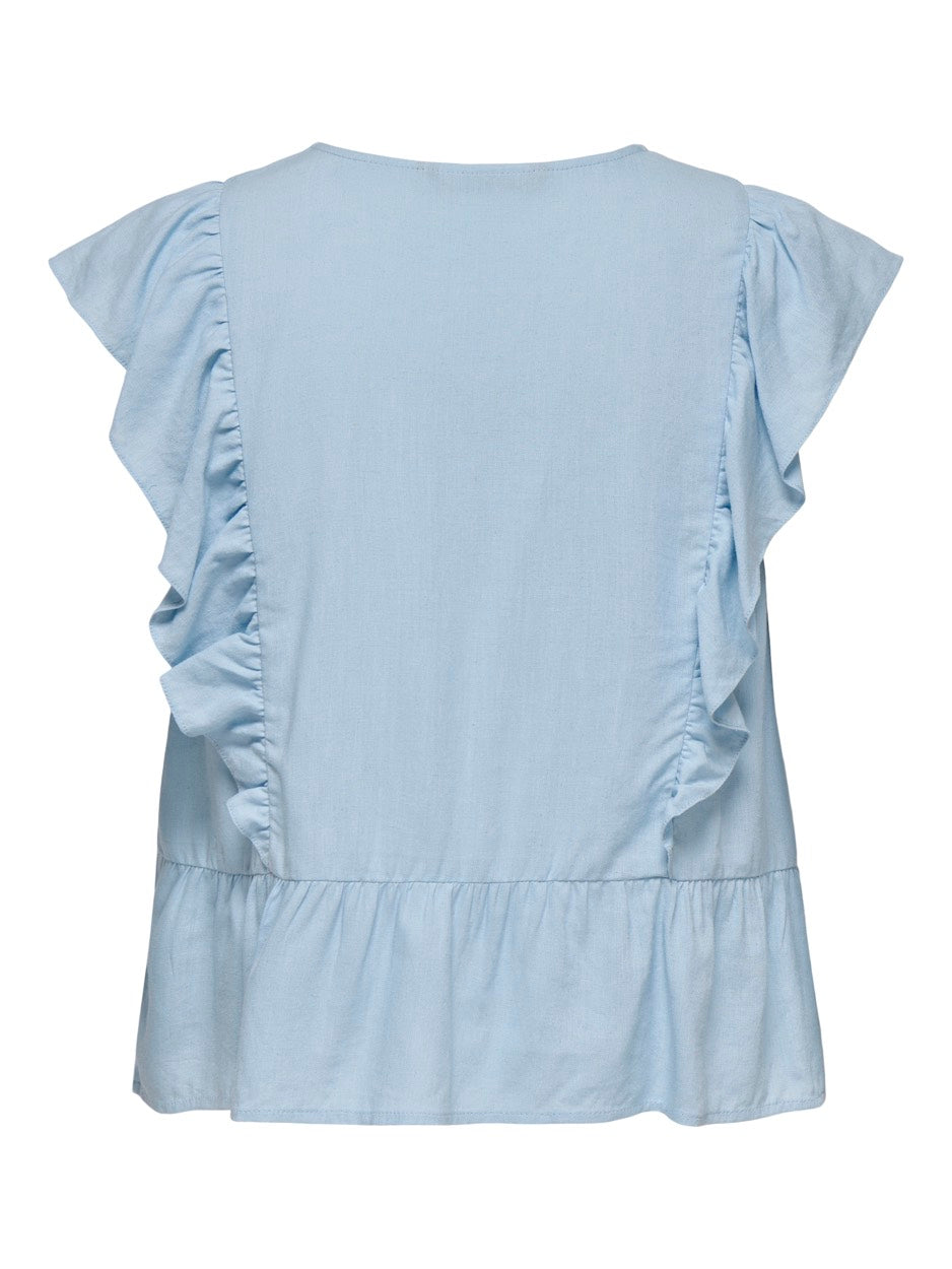 Onlrian Flonce S/s Top Wvn - Lichtblauw