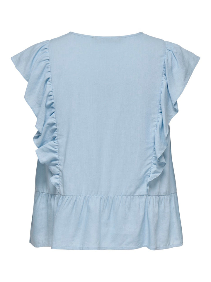 Onlrian Flonce S/s Top Wvn - Lichtblauw