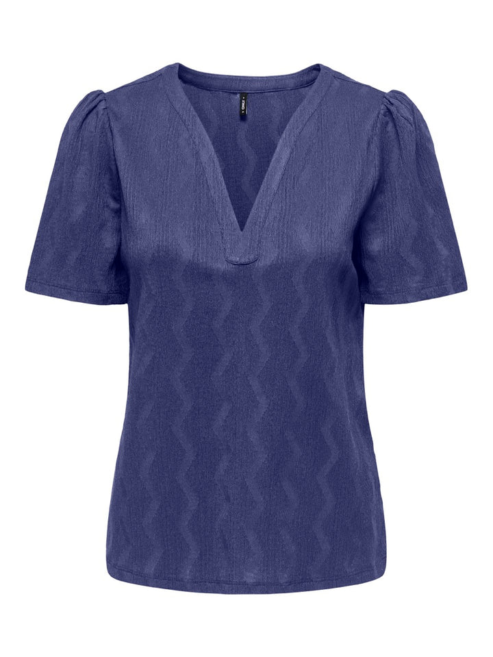 Onldia S/s V-neck Pleat Top Cs Jrs - Rafblauw