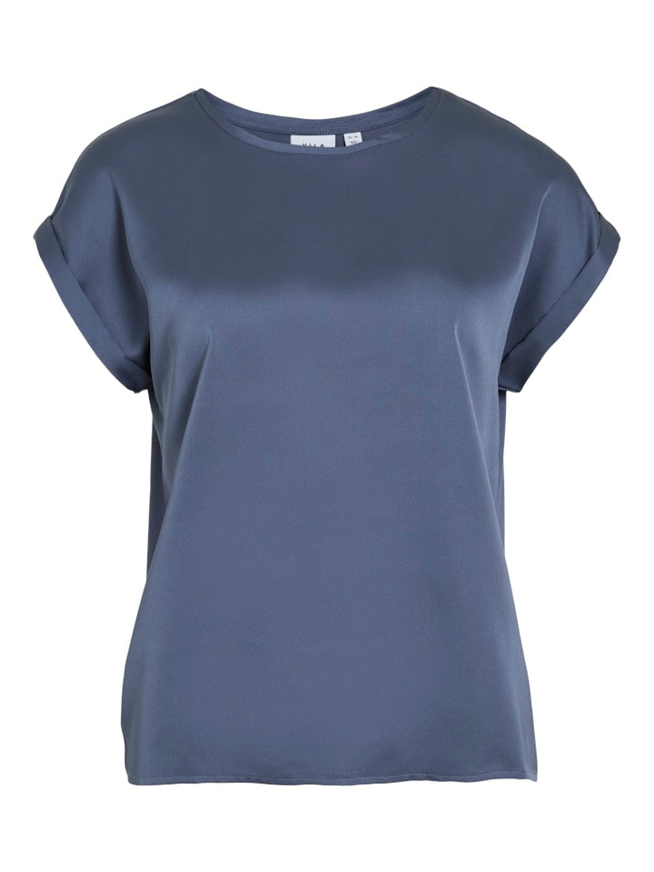 Viellette S/s Satin Top - Noos - Rafblauw