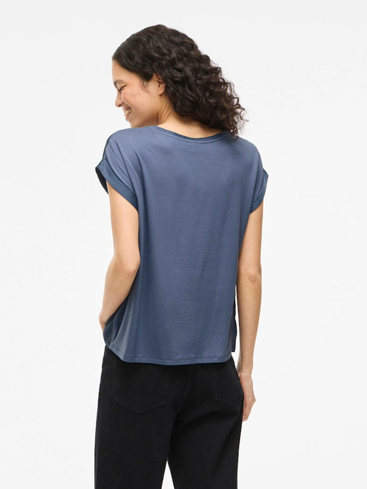 Viellette S/s Satin Top - Noos - Rafblauw