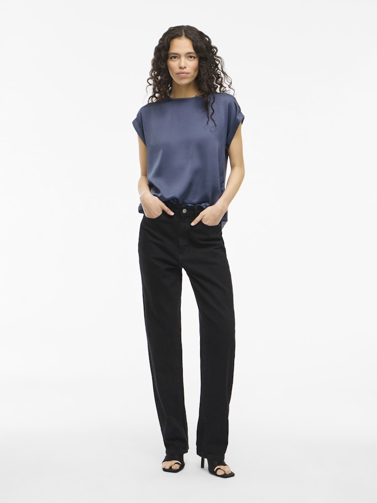 Viellette S/s Satin Top - Noos - Rafblauw
