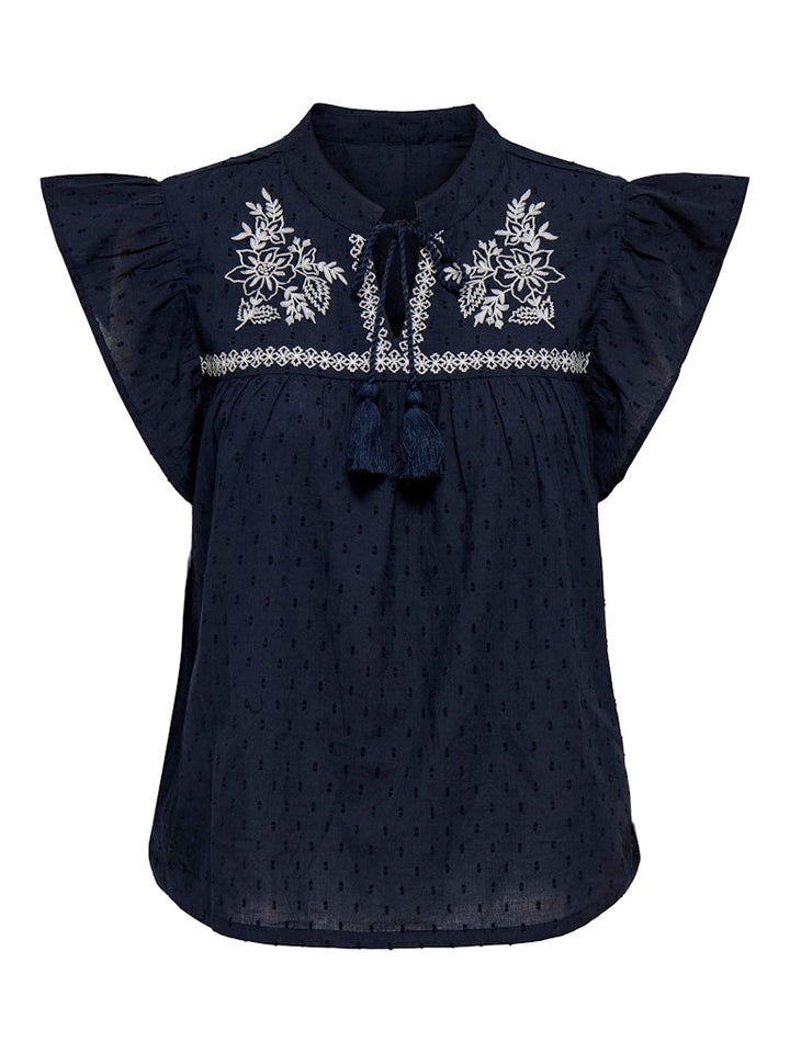 Jdykaya Sl Embroidery Top - Navy