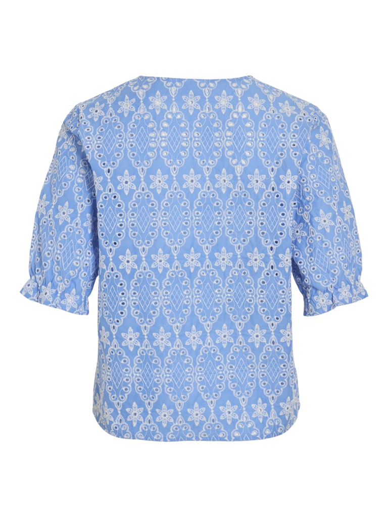 Vimolly V-neck 2/4 Top - Blauw Dessin