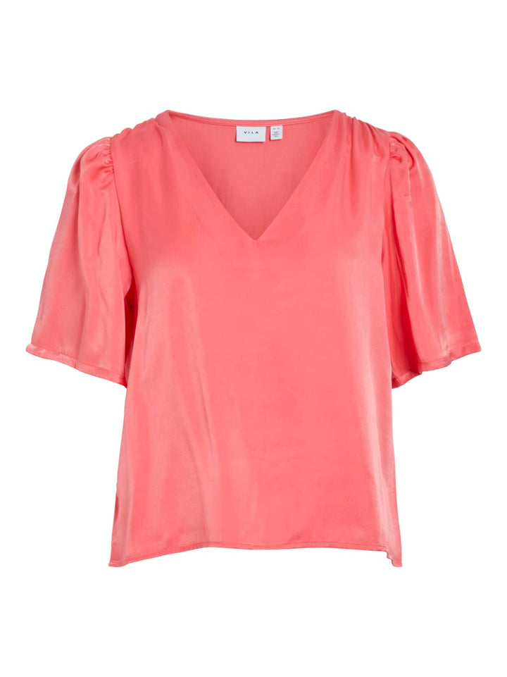 Visania V-neck 2/4 Top/dc/r - Koraal Rood