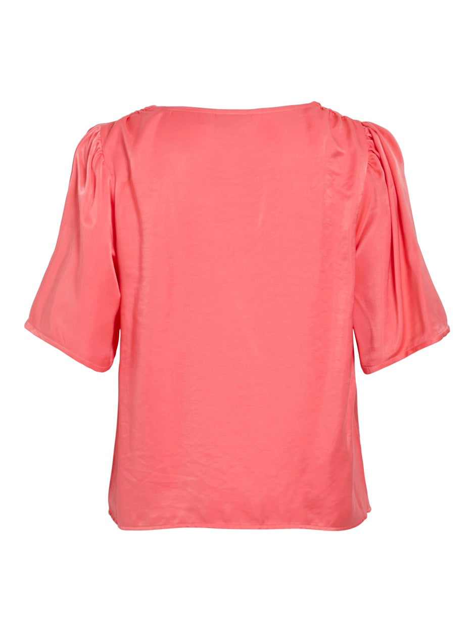 Visania V-neck 2/4 Top/dc/r - Koraal Rood