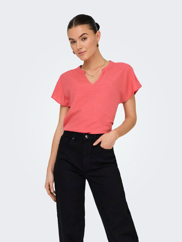 Jdycaya Lion Linen S/s Top Wvn Dia - Roze