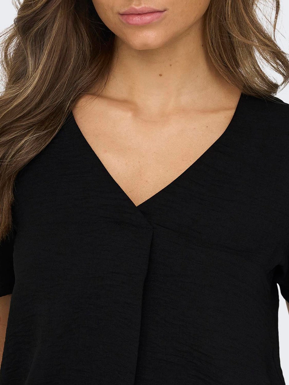 Jdydivya Life S/s V-neck Top Wvn Di - Zwart