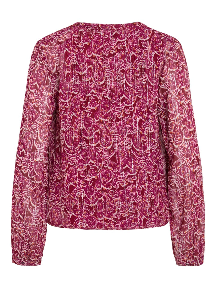 Viganza Rio V-neck L/s Top - Rood Dessin