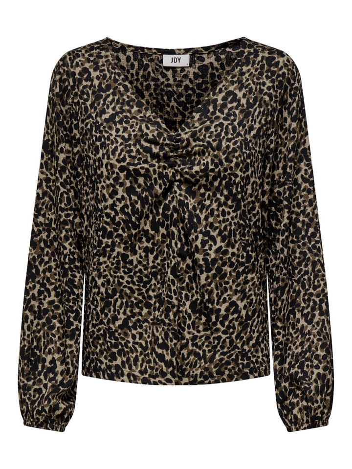 Jdy Julia L/s V-neck Top - Bruin Dessin