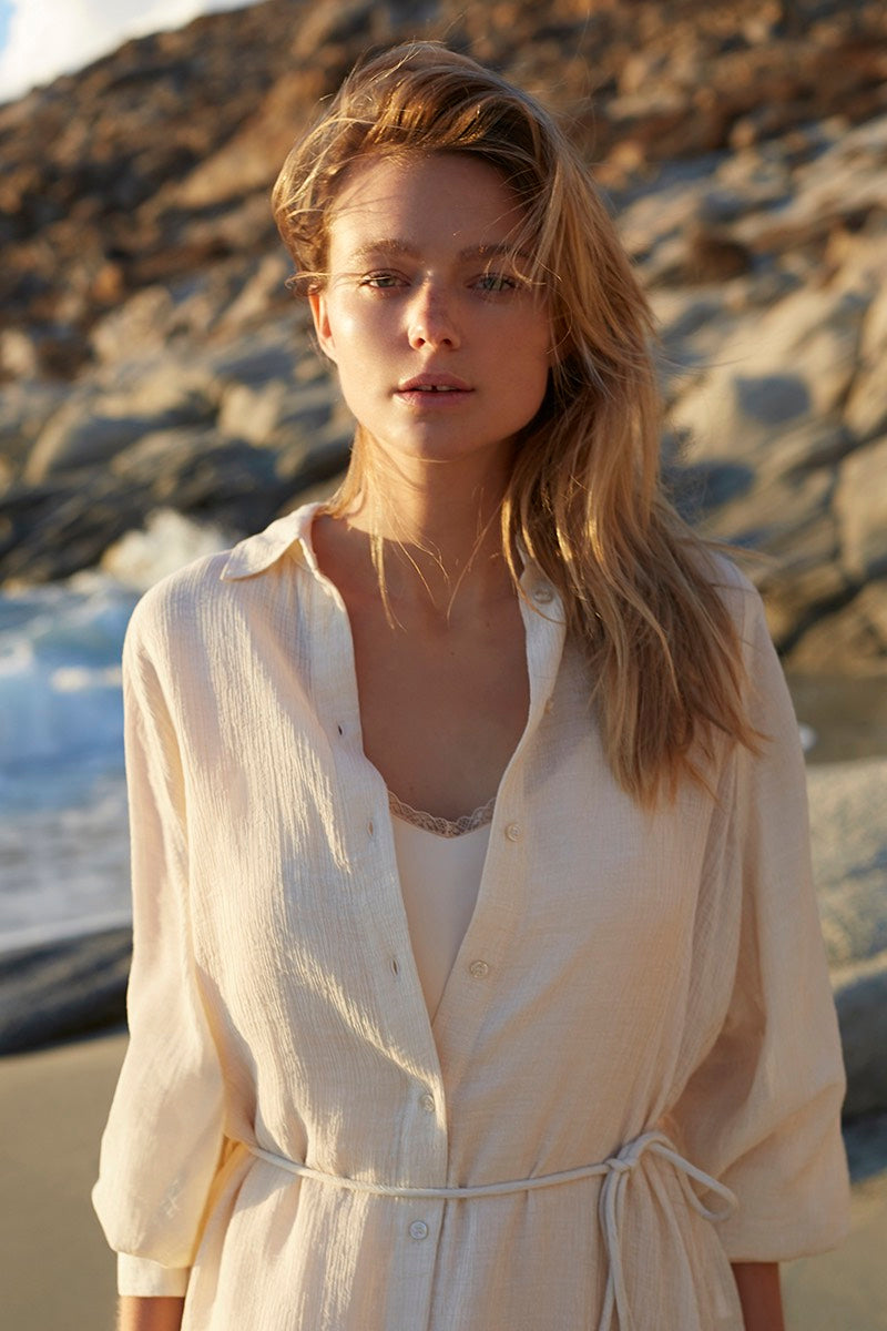 Shirt Dress With Structure - Zand