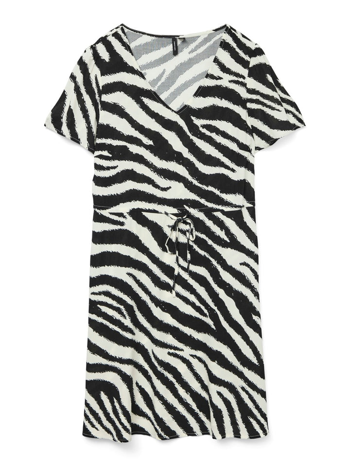 Vmeasy Joy Ss Short Dress Wvn Ga - Ecru Dessin