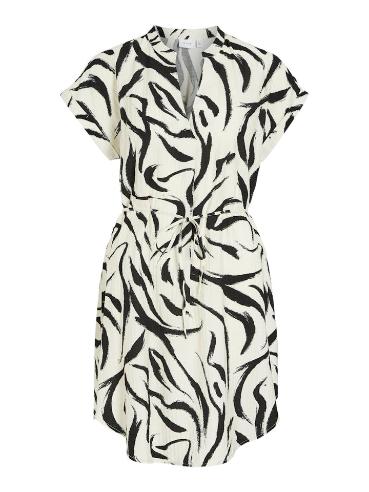 Viclo Ss Short Dress - Ecru Dessin