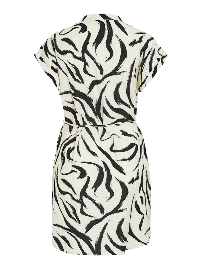 Viclo Ss Short Dress - Ecru Dessin