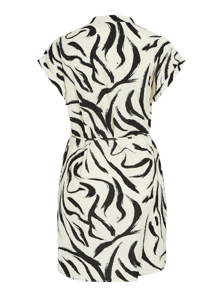 Viclo Ss Short Dress - Ecru Dessin