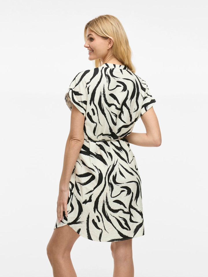 Viclo Ss Short Dress - Ecru Dessin