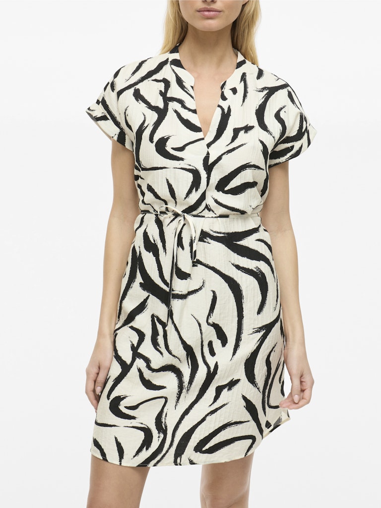 Viclo Ss Short Dress - Ecru Dessin