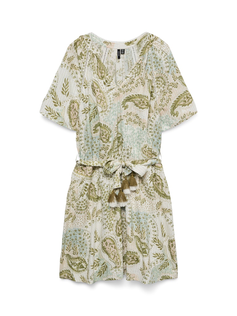 Vmnina Ss Abk Lurex Dress - Groen Dessin