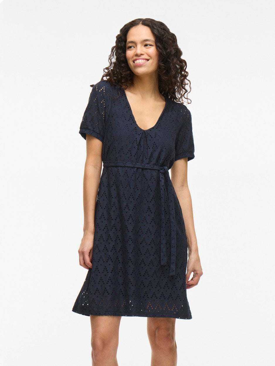 Viamalina V-neck S/s Dress/pb - Navy